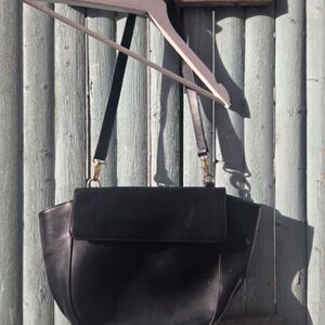 Saks Fifth Avenue Black Faux Leather Shoulder Bag